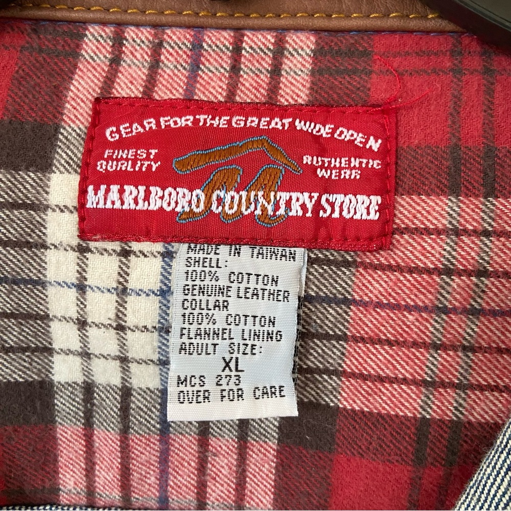 Vintage Marlboro Country Store Denim Jean Jacket Western Cowboy Rodeo Size XL - Picture 2 of 12